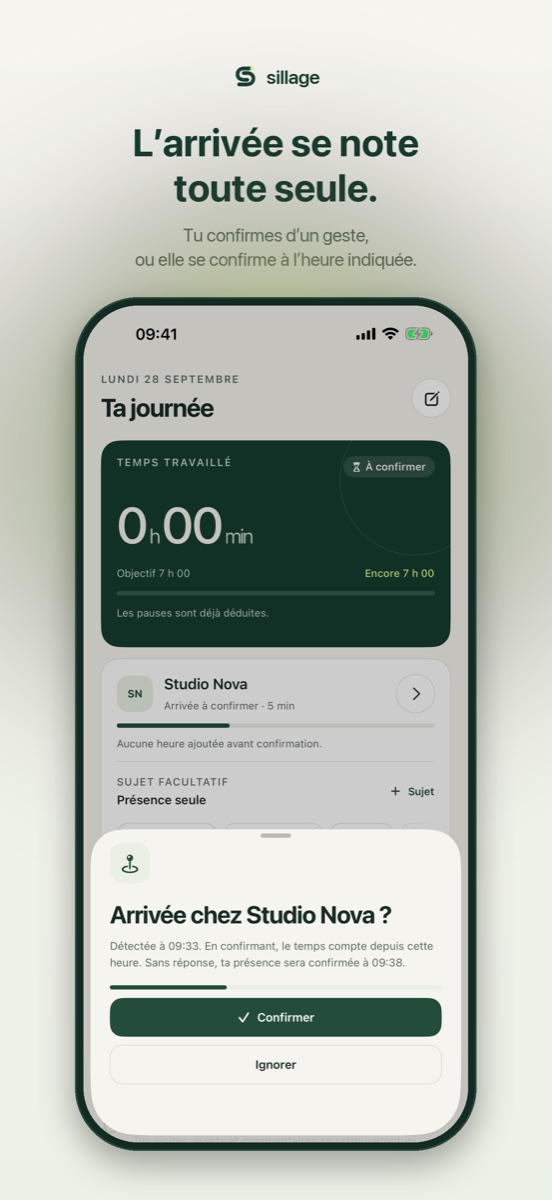 Notification d'arrivée détectée chez un client